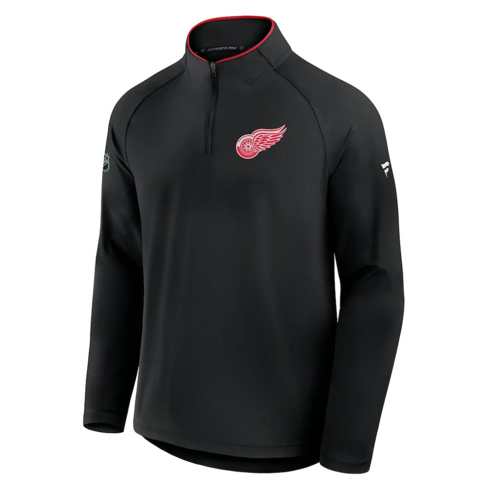 Detroit Red Wings Fanatics Authentic Pro Rink Training Quarter-Zip Pullover - Black Pullover