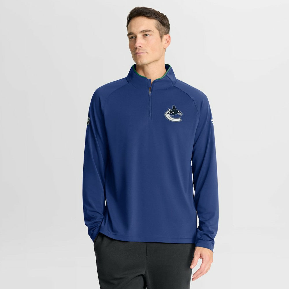 Vancouver Canucks Fanatics Authentic Pro Rink Training Quarter-Zip Pullover - Blue Pullover