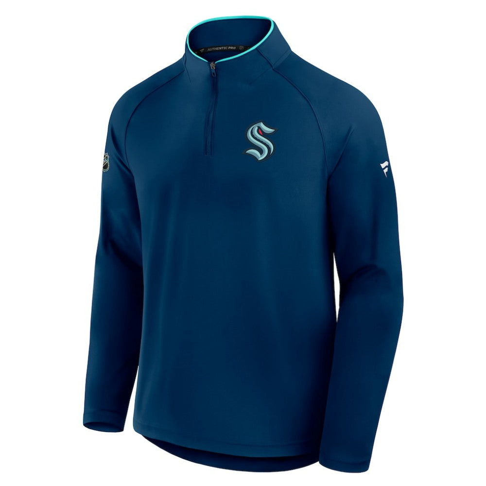 Seattle Kraken Fanatics Authentic Pro Rink Training Quarter-Zip Pullover - Deep Sea Blue Pullover