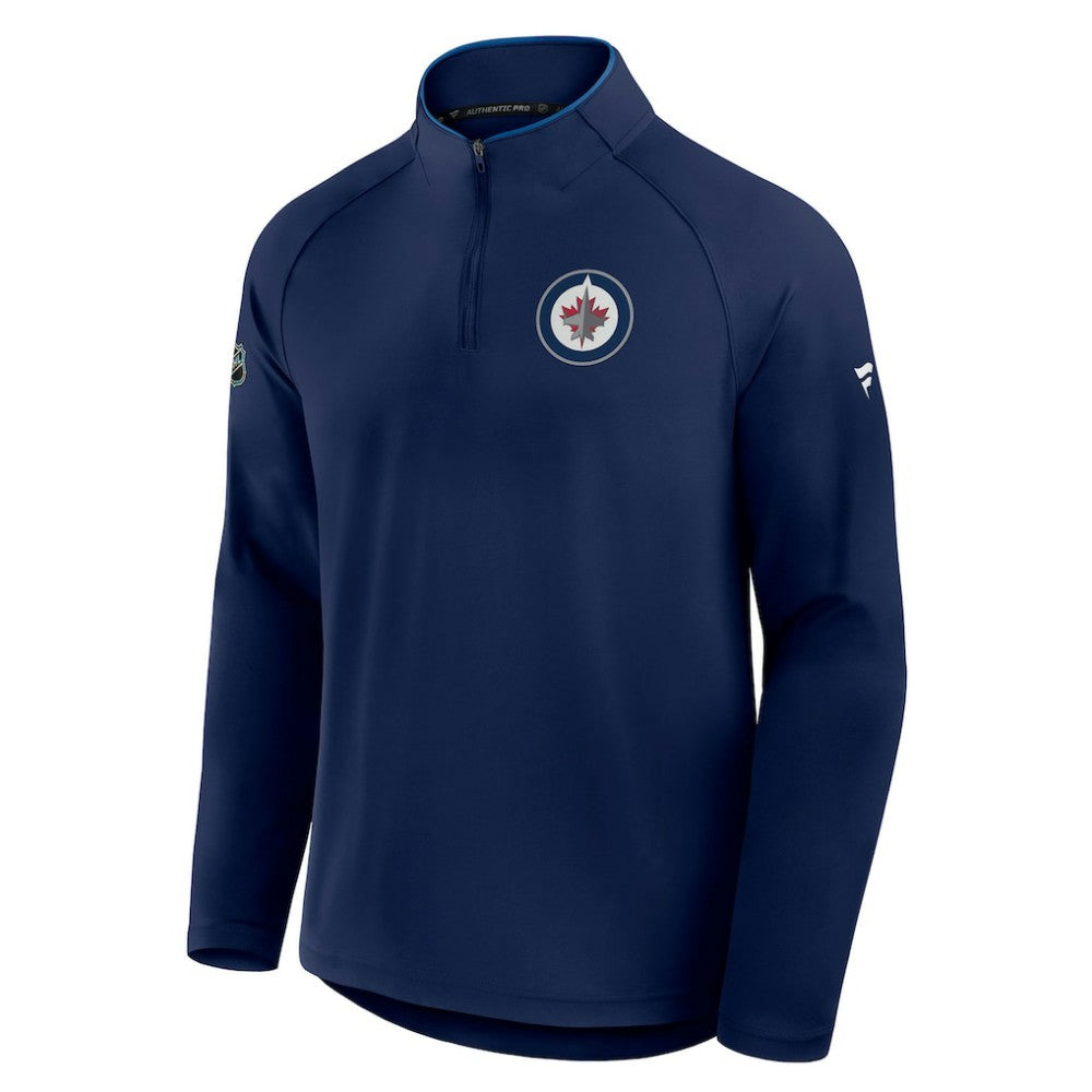 Winnipeg Jets Fanatics Authentic Pro Rink Training Quarter-Zip Pullover - Navy Pullover