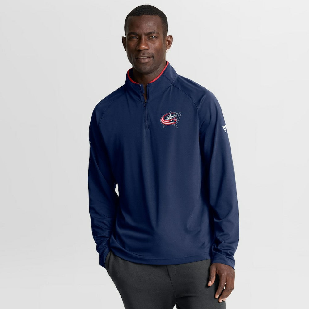Columbus Blue Jackets Fanatics Authentic Pro Rink Training Quarter-Zip Pullover - Navy Pullover