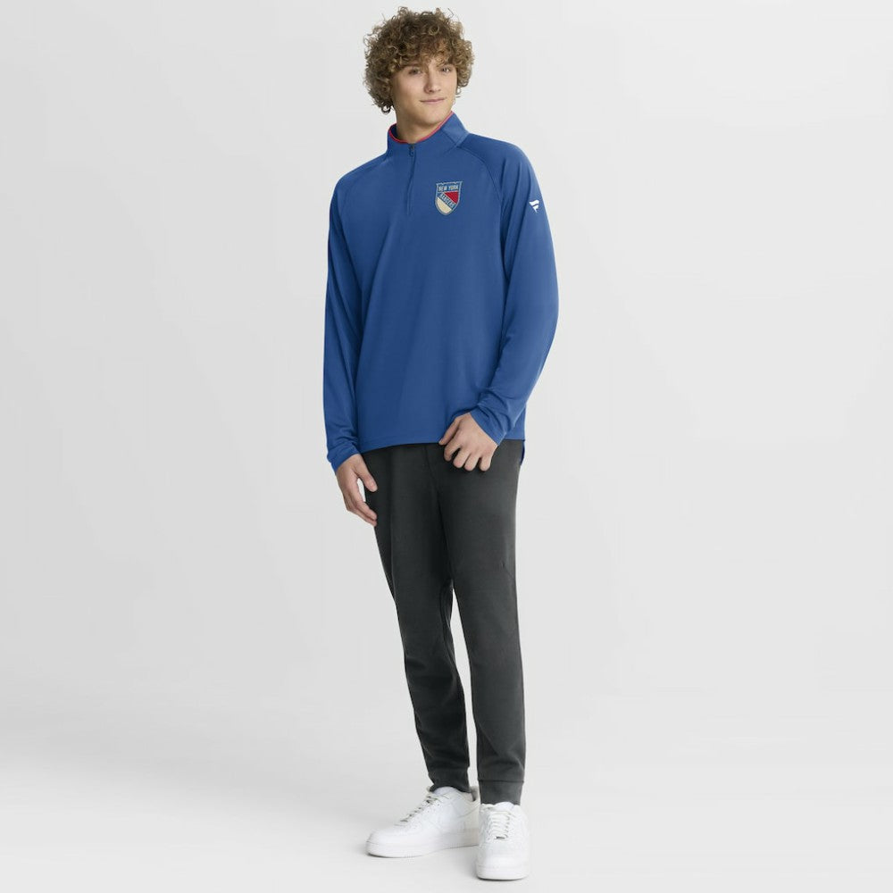 New York Rangers Fanatics Authentic Pro Rink Training Centennial Raglan Quarter-Zip Pullover - Blue Pullover