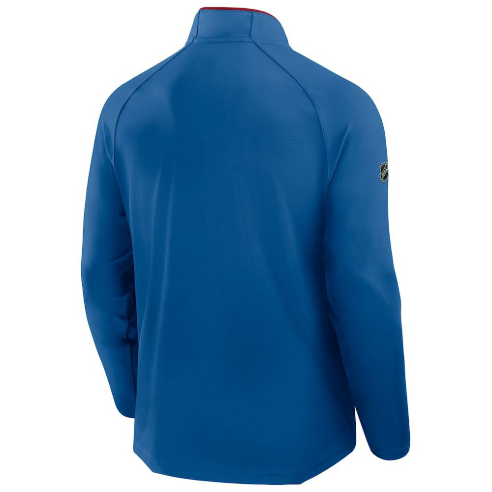 New York Rangers Fanatics Authentic Pro Rink Training Centennial Raglan Quarter-Zip Pullover - Blue Pullover