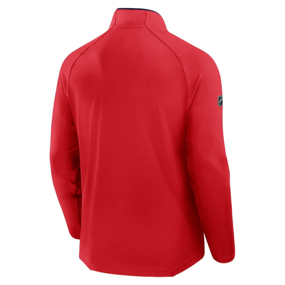 Chicago Blackhawks Fanatics Authentic Pro Rink Training Centennial Raglan Quarter-Zip Pullover - Red Pullover