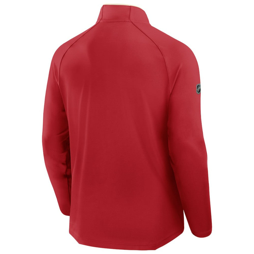 Detroit Red Wings Fanatics Authentic Pro Rink Training Centennial Raglan Quarter-Zip Pullover - Red Pullover