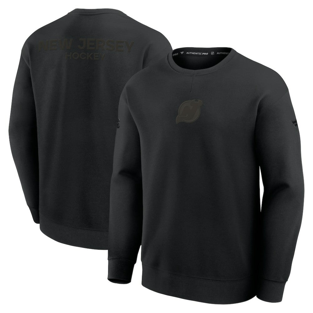 New Jersey Devils Fanatics Authentic Pro Road Tri-Blend Sweatshirt - Black Sweatshirts