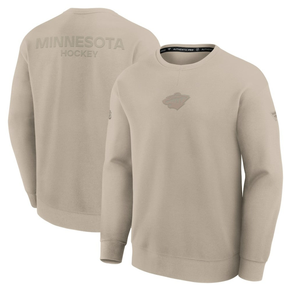 Minnesota Wild Fanatics Authentic Pro Road Tri-Blend Sweatshirt - Tan Sweatshirts