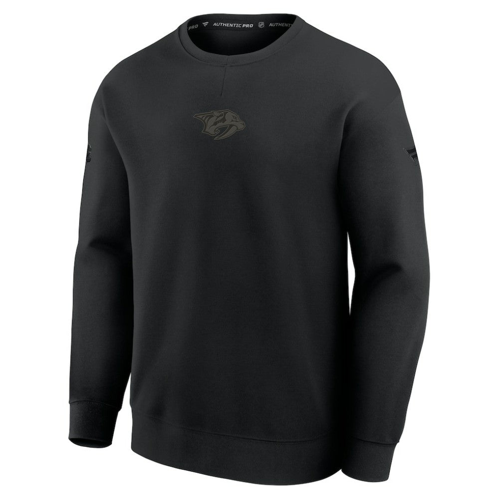 Nashville Predators Fanatics Authentic Pro Road Tri-Blend Sweatshirt - Black Sweatshirts