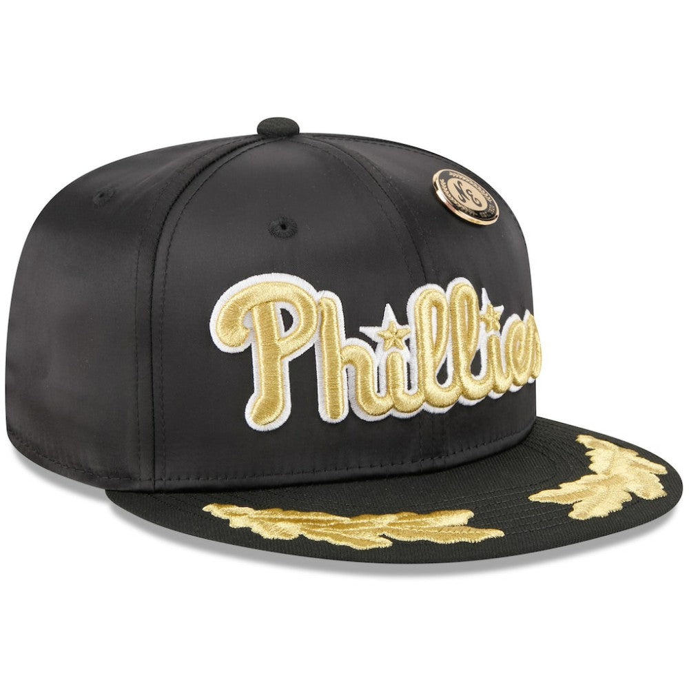 Philadelphia Phillies 2025 59FIFTY Day Gold Leaf 59FIFTY Fitted Hat Black