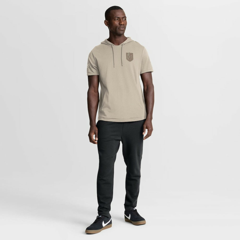 Vegas Golden Knights Fanatics Authentic Pro Road Short Sleeve Hoodie - Tan Hoodies