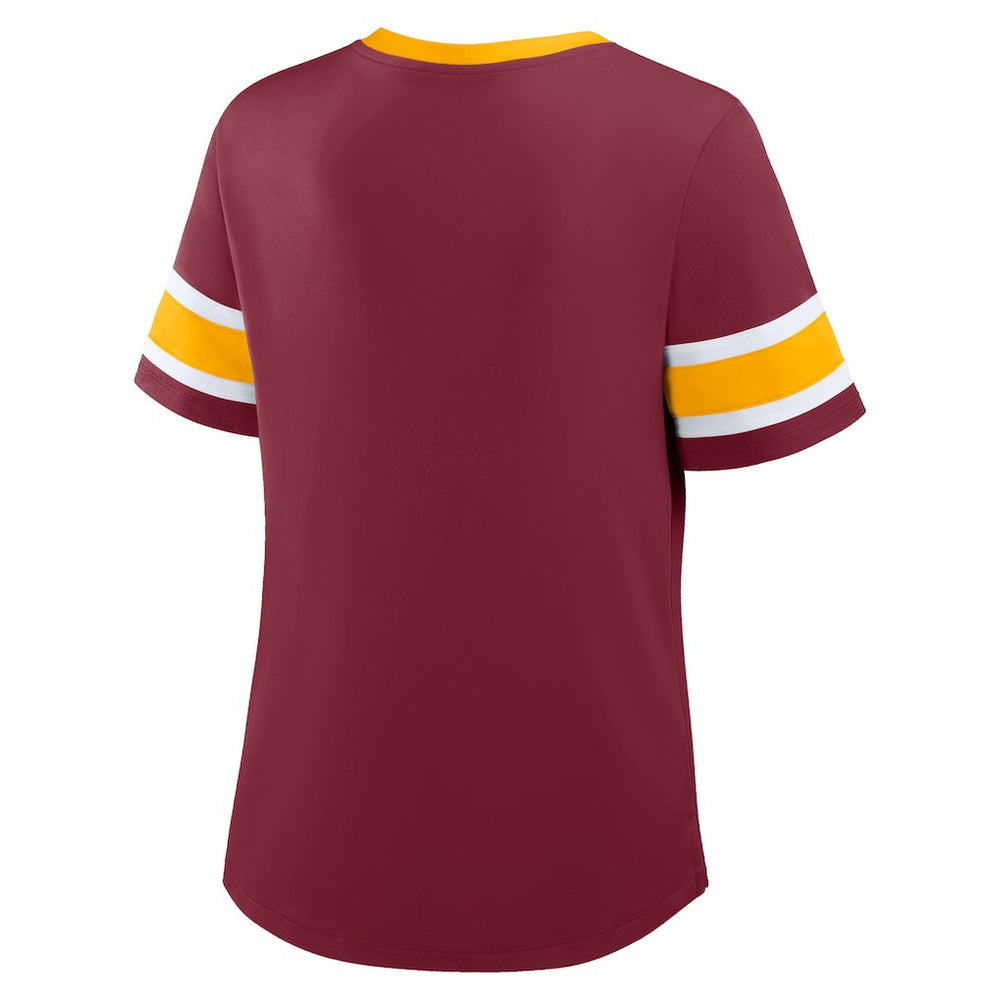 Washington Commanders Women's Redzone Draw Play Athena Lace-Up T-Shirt - Burgundy online