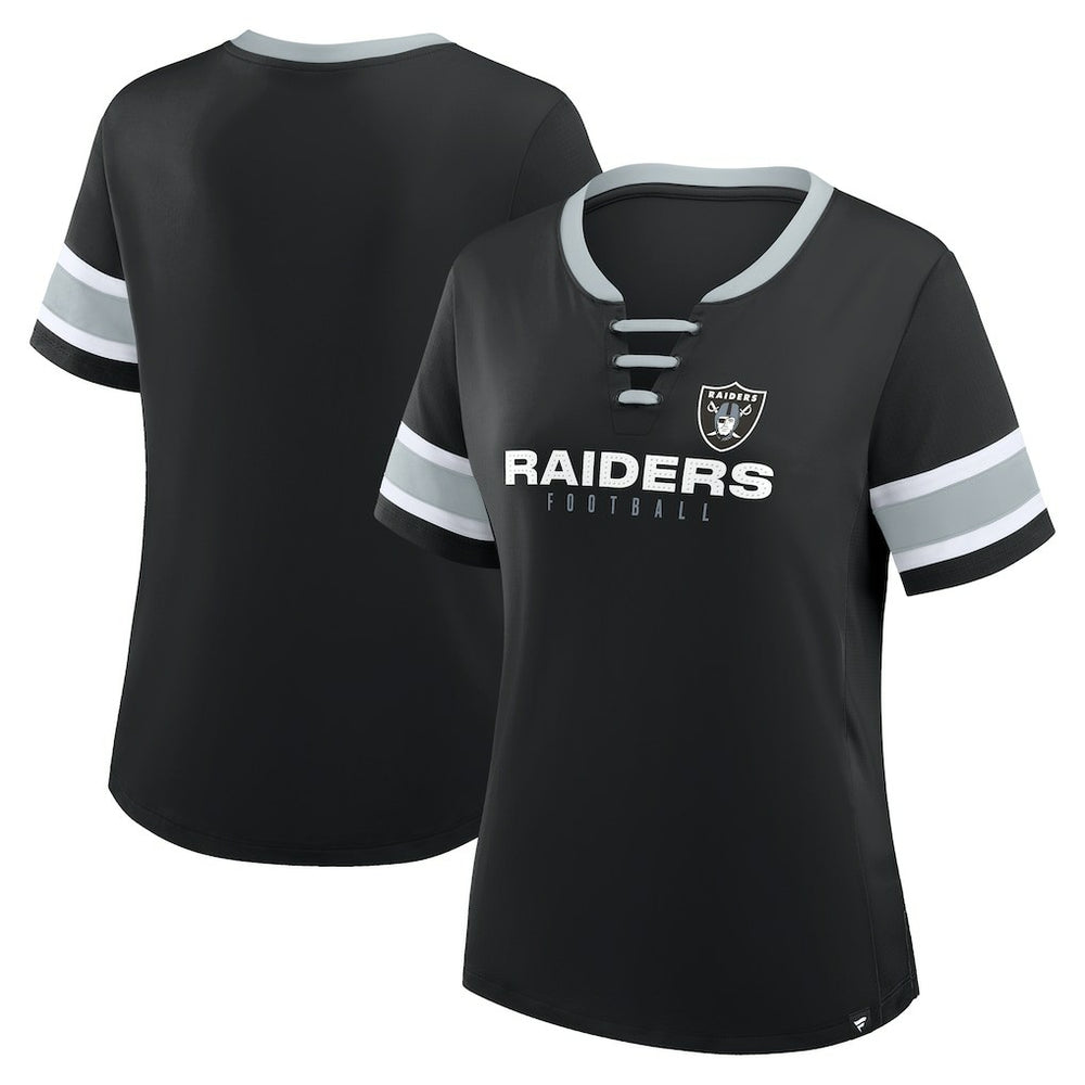 Las Vegas Raiders Women's Redzone Draw Play Athena Lace-Up T-Shirt - Black discount