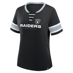 Las Vegas Raiders Women's Redzone Draw Play Athena Lace-Up T-Shirt - Black discount