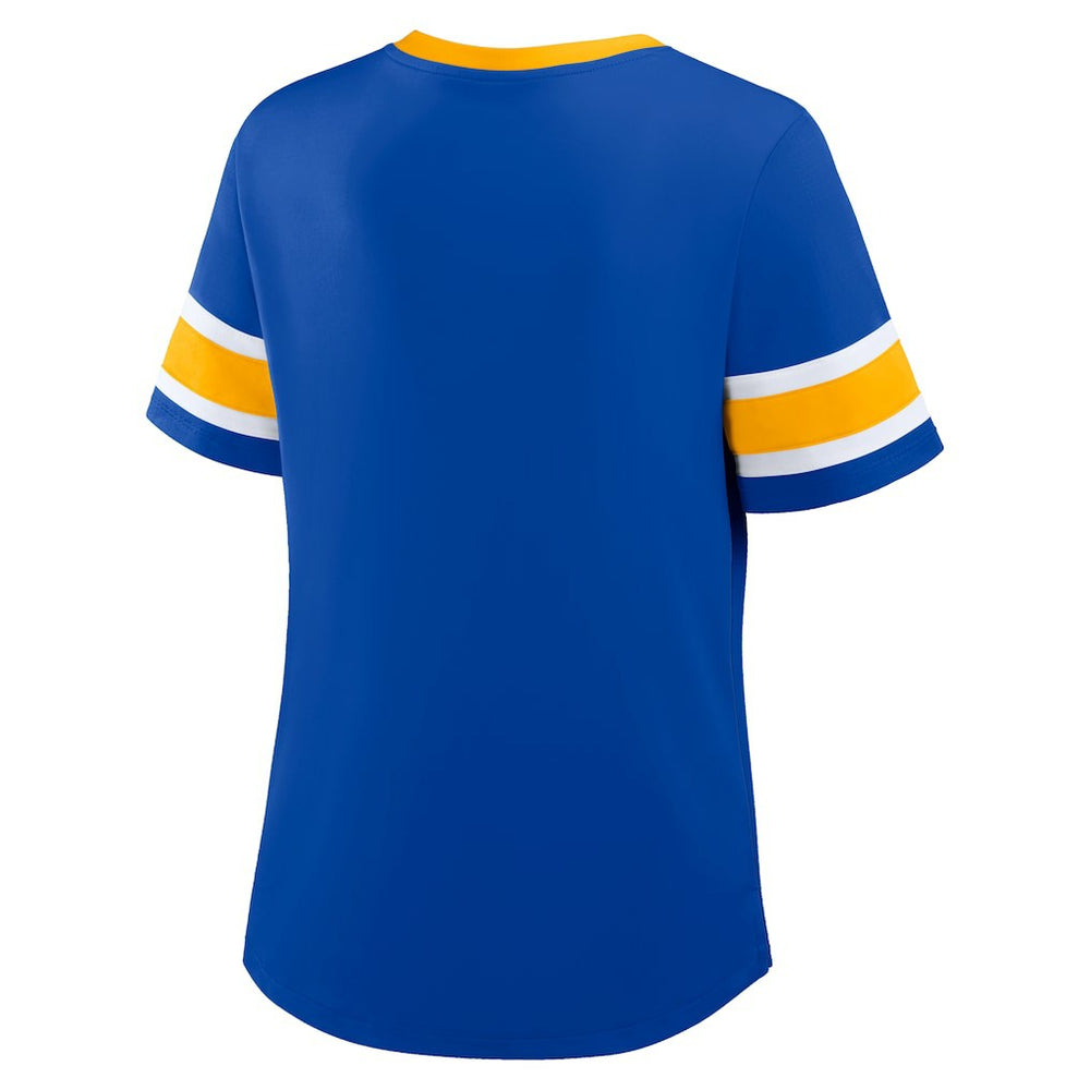 Los Angeles Rams Women's Redzone Draw Play Athena Lace-Up T-Shirt - Royal on sale