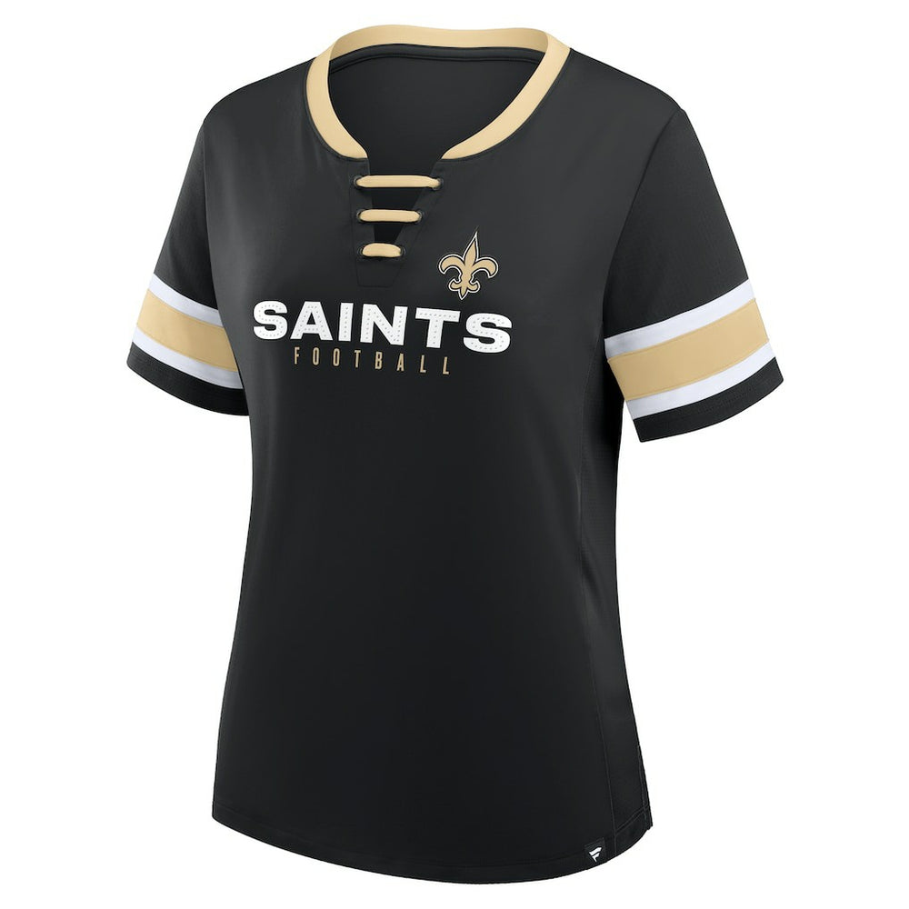 New Orleans Saints Women's Redzone Draw Play Athena Lace-Up T-Shirt - Black cheap