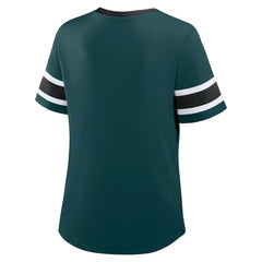 Philadelphia Eagles Women's Redzone Draw Play Athena Lace-Up T-Shirt - Midnight Green on sale