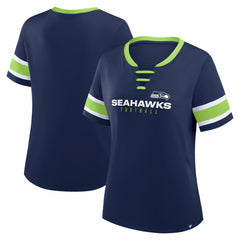 Seattle Seahawks Women's Redzone Draw Play Athena Lace-Up T-Shirt - College Navy discount