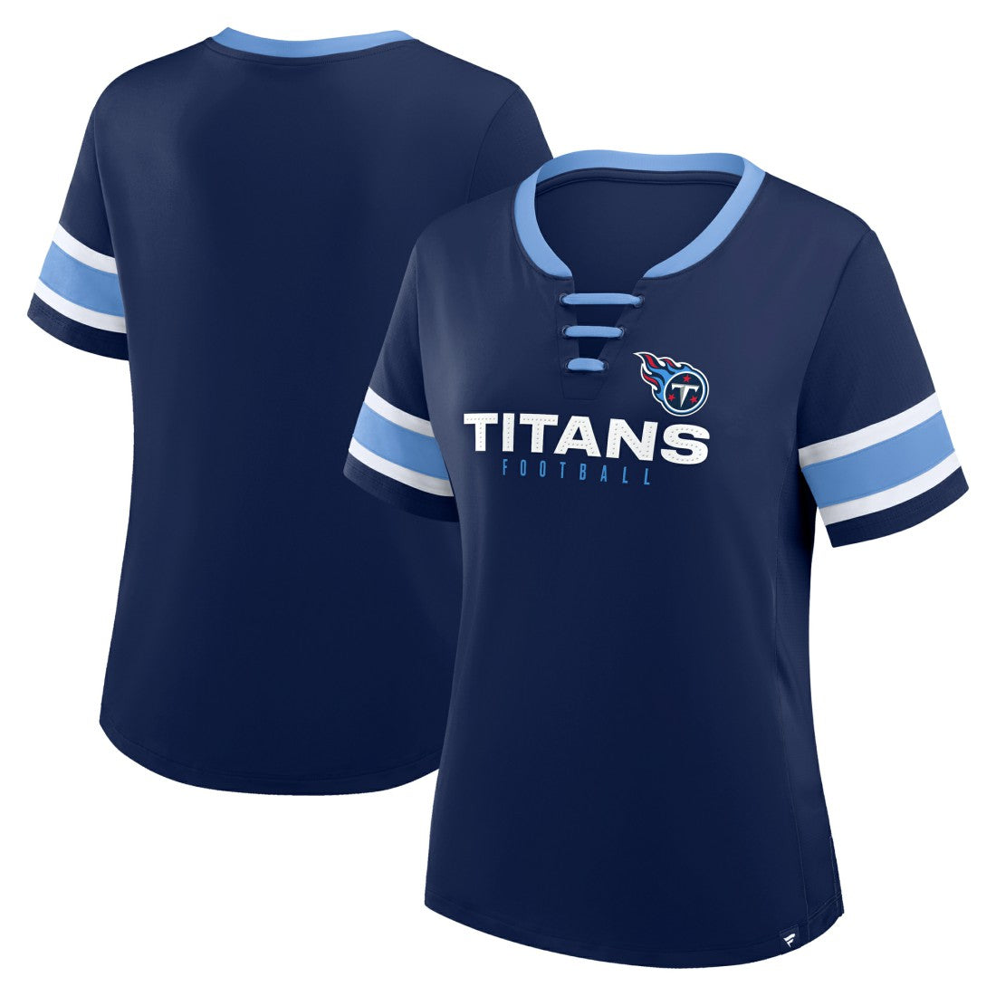 Tennessee Titans Women's Redzone Draw Play Athena Lace-Up T-Shirt - Navy for sale