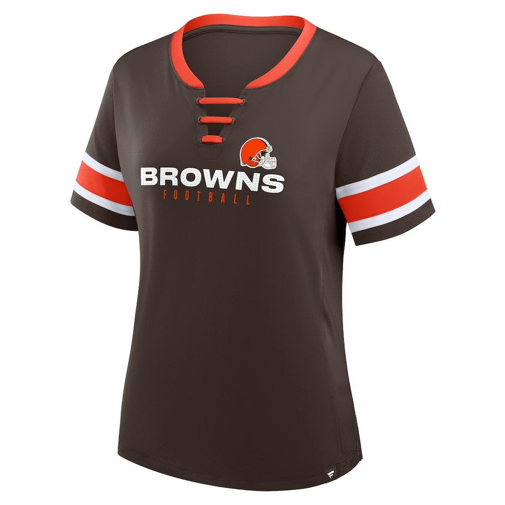 Cleveland Browns Women's Redzone Draw Play Athena Lace-Up T-Shirt - Brown online