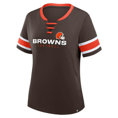 Cleveland Browns Women's Redzone Draw Play Athena Lace-Up T-Shirt - Brown online