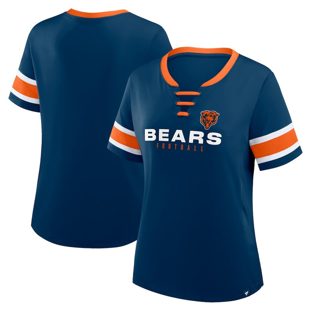 Chicago Bears Women's Redzone Draw Play Athena Lace-Up T-Shirt - Navy discount