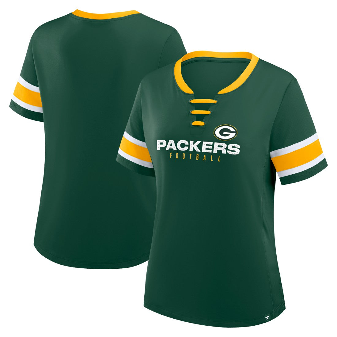 Green Bay Packers Women's Redzone Draw Play Athena Lace-Up T-Shirt - Green for sale