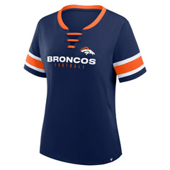 Denver Broncos Women's Redzone Draw Play Athena Lace-Up T-Shirt - Navy discount