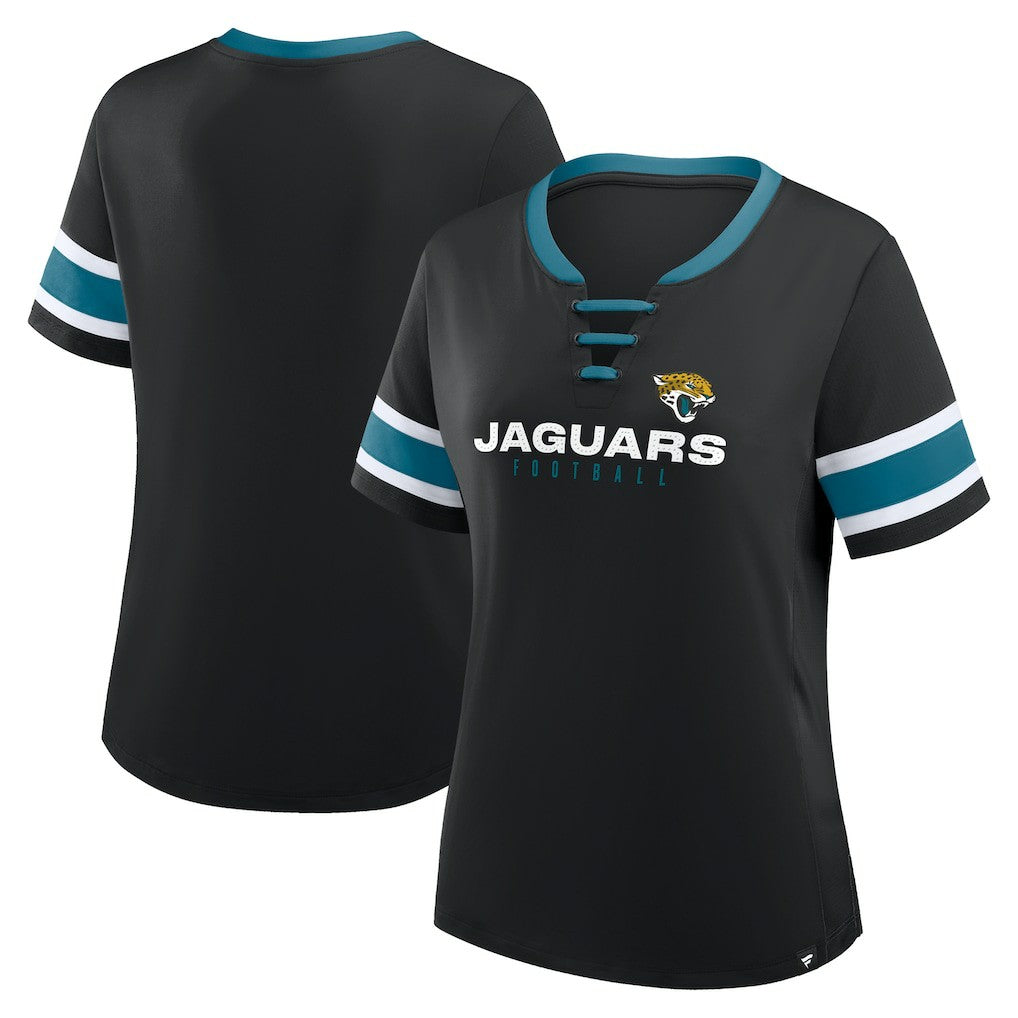 Jacksonville Jaguars Women's Redzone Draw Play Athena Lace-Up T-Shirt - Black discount