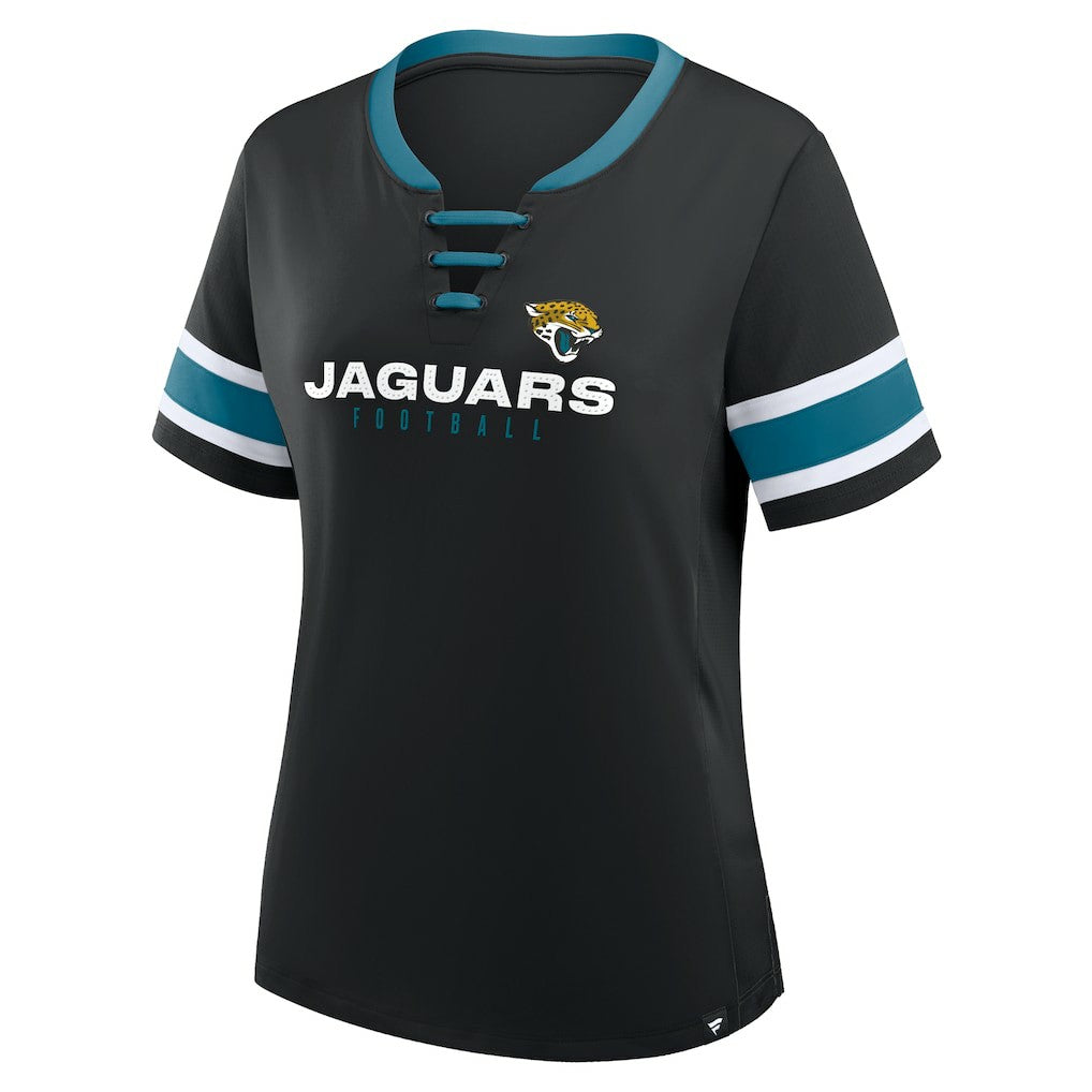 Jacksonville Jaguars Women's Redzone Draw Play Athena Lace-Up T-Shirt - Black discount