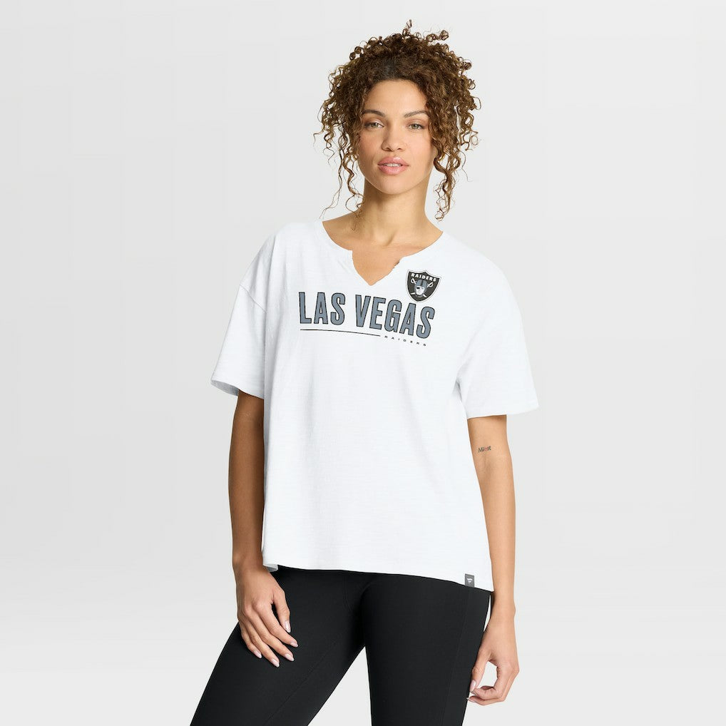 Las Vegas Raiders Women's Redzone Slub Boxy T-Shirt - White sale