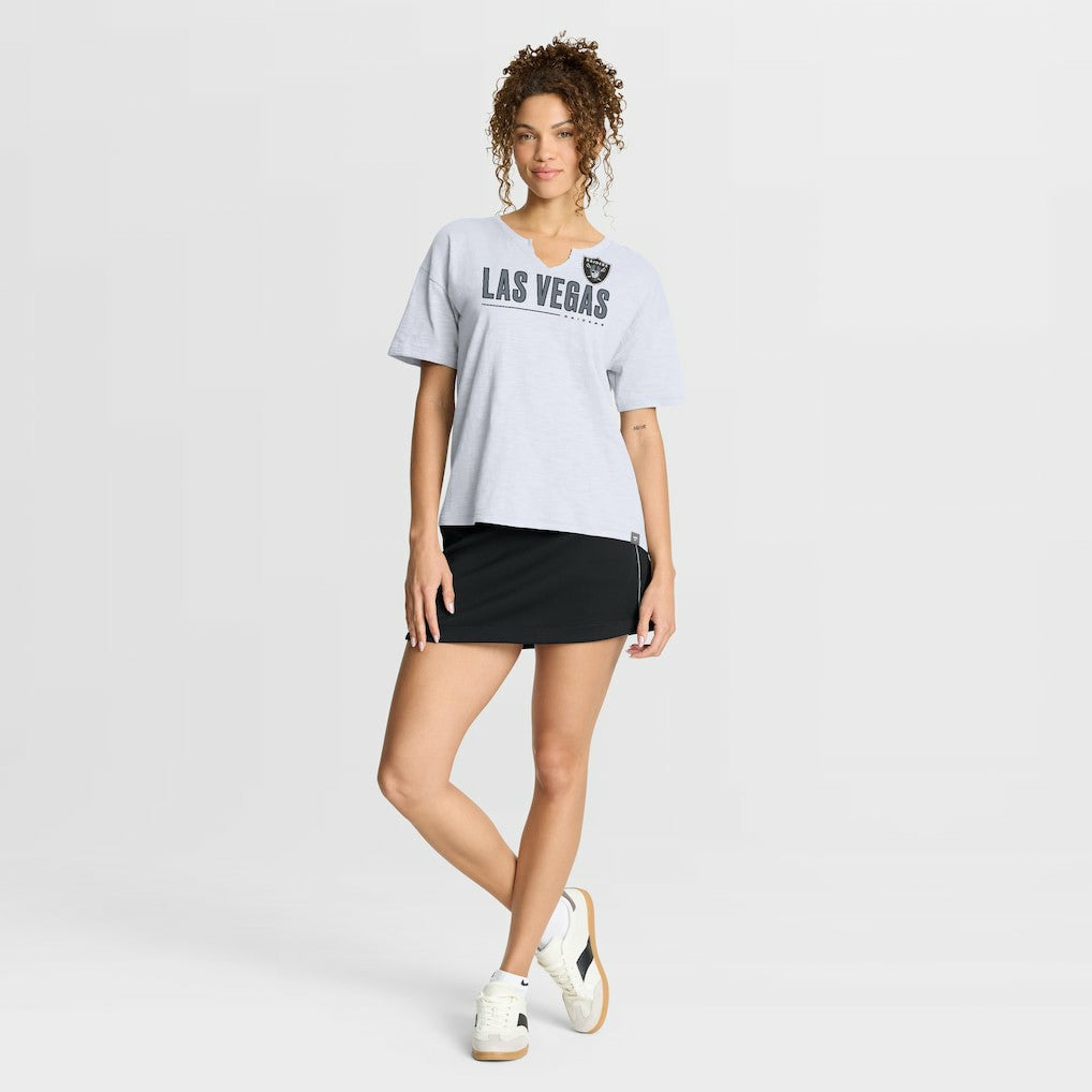 Las Vegas Raiders Women's Redzone Slub Boxy T-Shirt - White sale