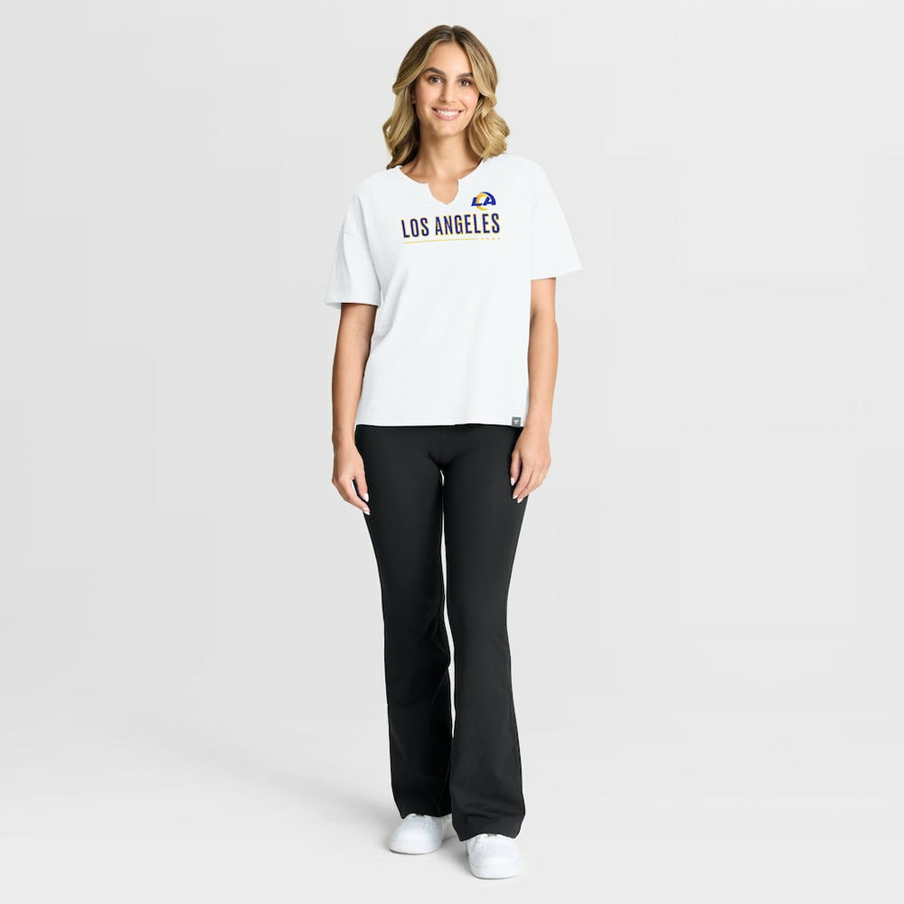 Los Angeles Rams Women's Redzone Slub Boxy T-Shirt - White discount