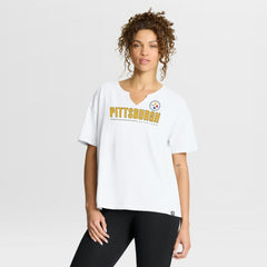 Pittsburgh Steelers Women's Redzone Slub Boxy T-Shirt - White for sale