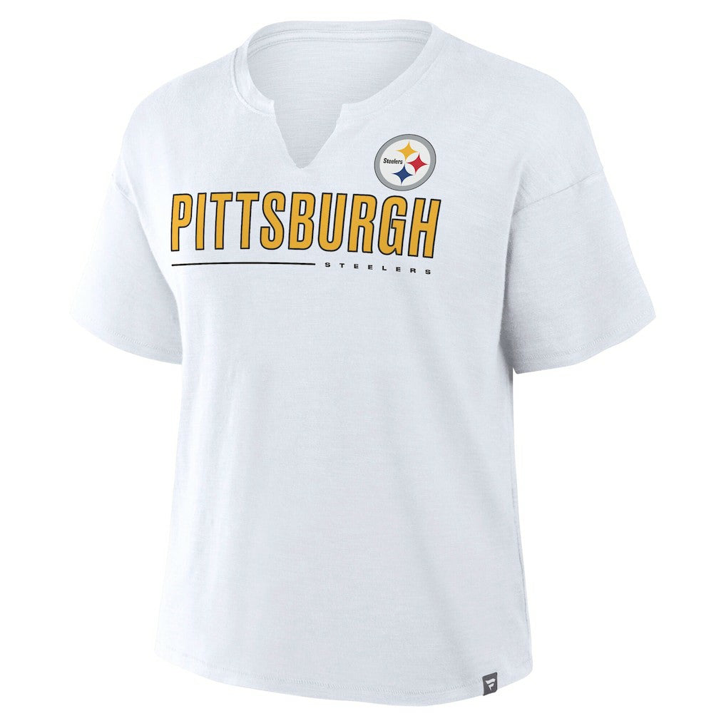 Pittsburgh Steelers Women's Redzone Slub Boxy T-Shirt - White for sale