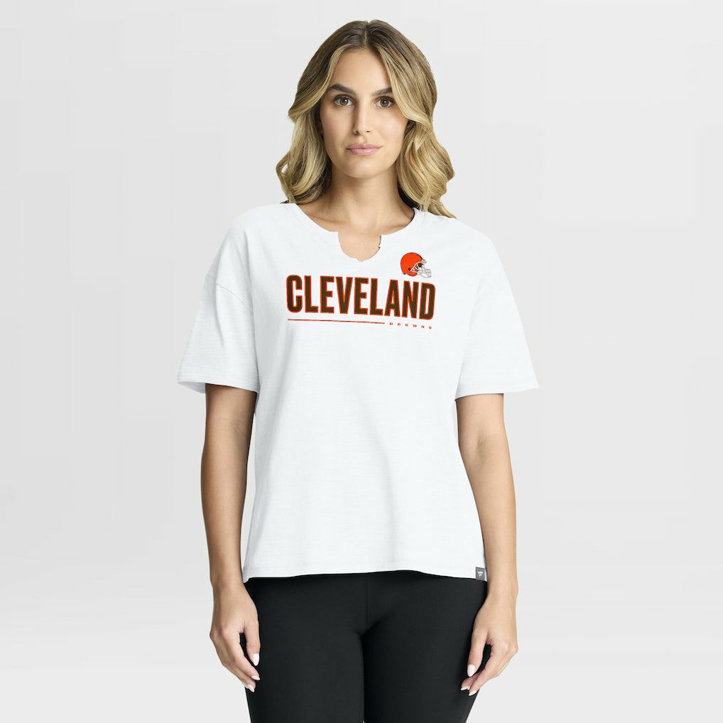 Cleveland Browns Women's Redzone Slub Boxy T-Shirt - White discount