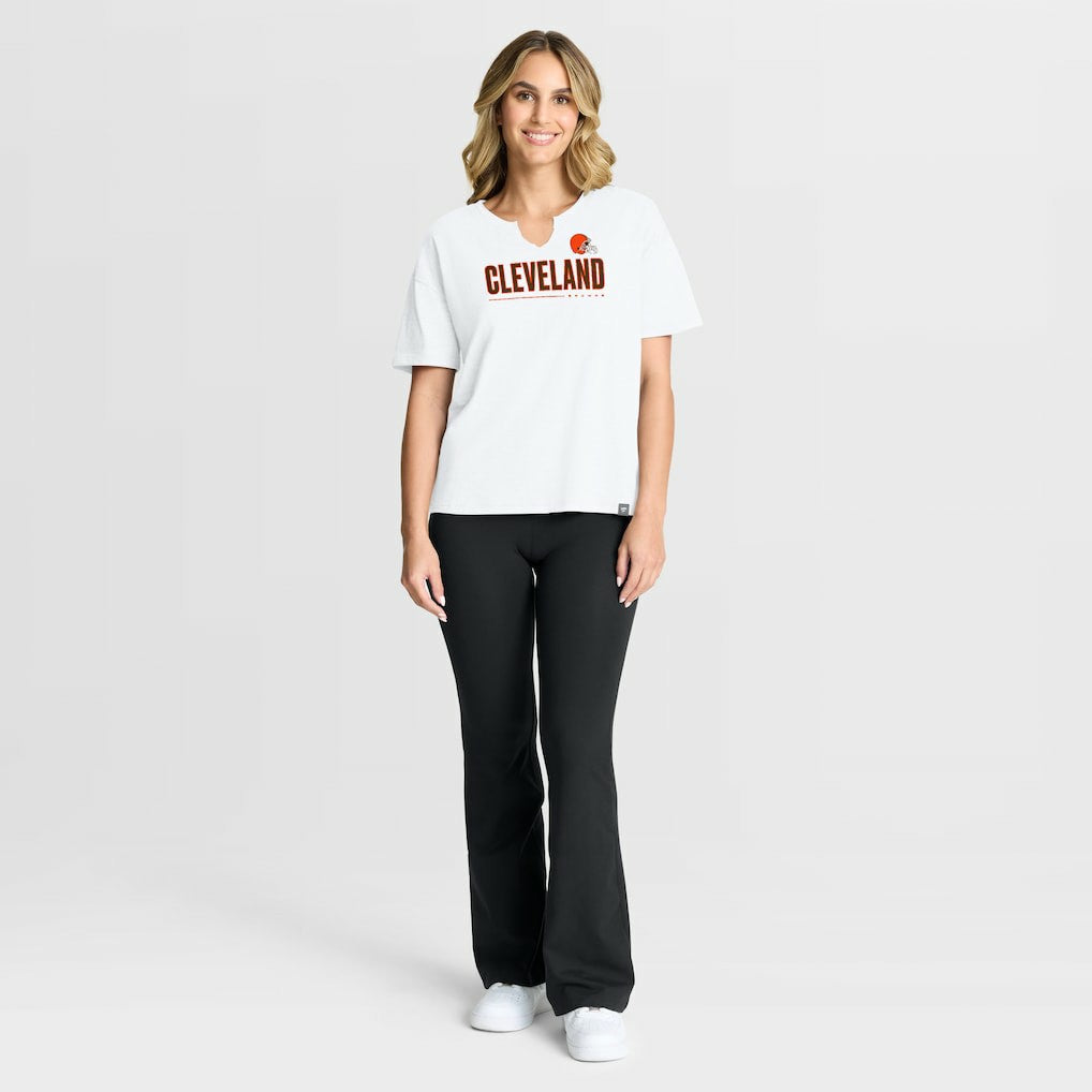 Cleveland Browns Women's Redzone Slub Boxy T-Shirt - White discount
