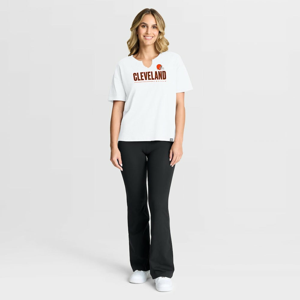 Cleveland Browns Women's Redzone Slub Boxy T-Shirt - White discount