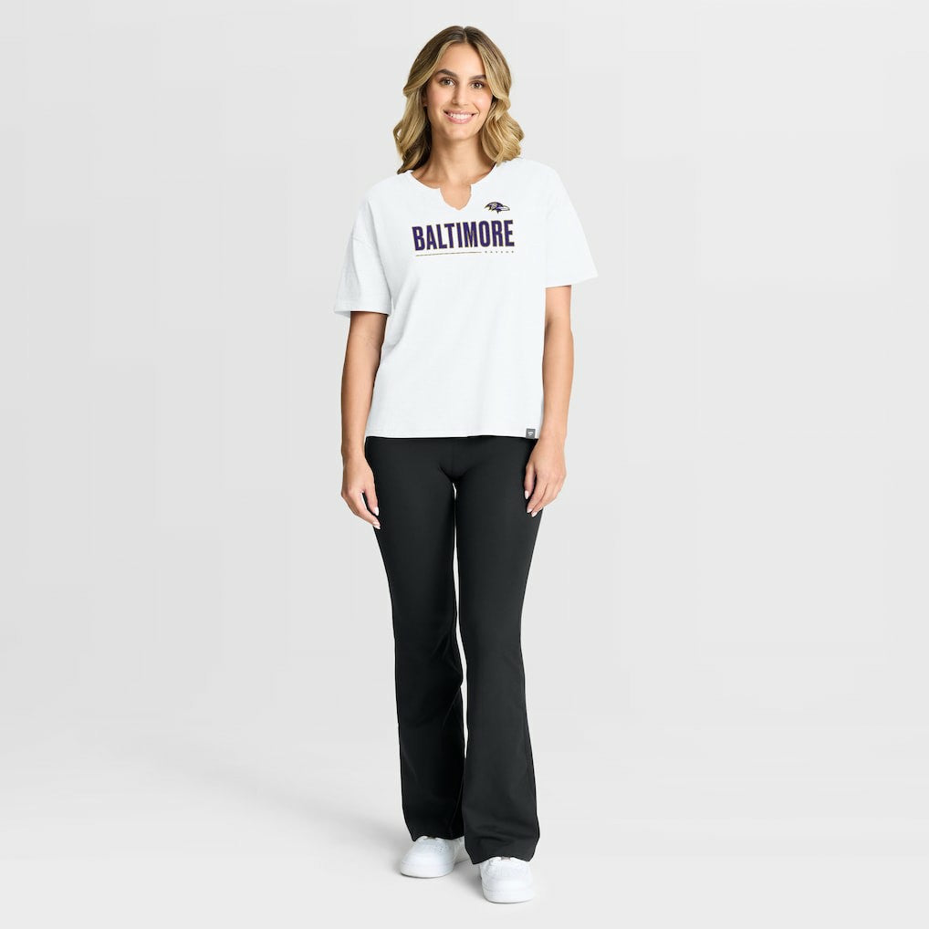 Baltimore Ravens Women's Redzone Slub Boxy T-Shirt - White sale