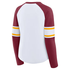 Washington Commanders Women's Redzone Blitz Package Raglan Lace-Up V-Neck Long Sleeve T-Shirt - White/Burgundy sale