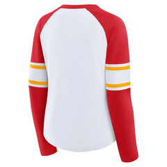 Kansas City Chiefs Women's Redzone Blitz Package Raglan Lace-Up V-Neck Long Sleeve T-Shirt - White/Red discount