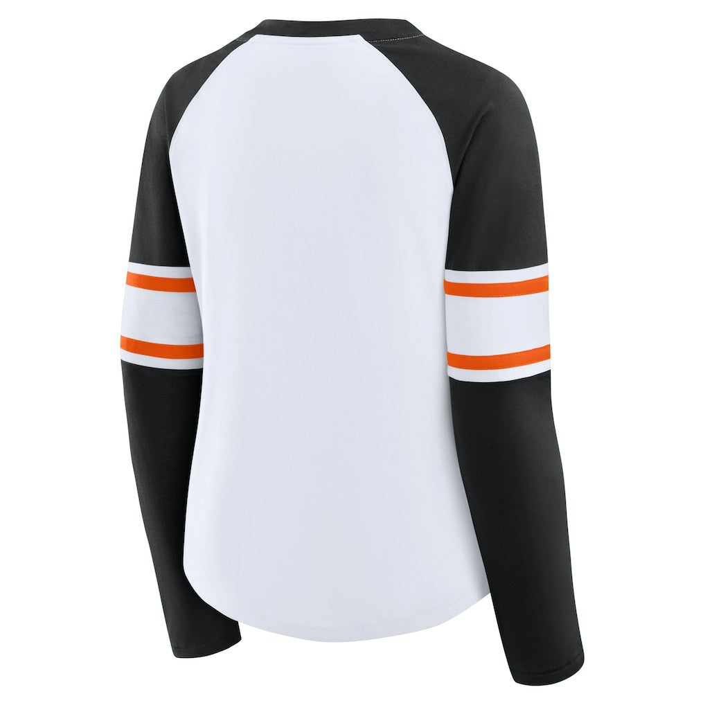 Cincinnati Bengals Women's Redzone Blitz Package Raglan Lace-Up V-Neck Long Sleeve T-Shirt - White/Black online