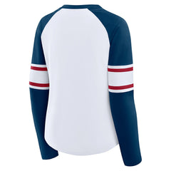 Houston Texans Women's Redzone Blitz Package Raglan Lace-Up V-Neck Long Sleeve T-Shirt - White/Navy online