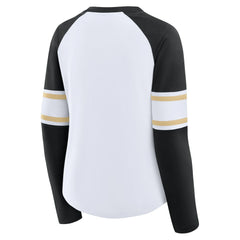 New Orleans Saints Women's Redzone Blitz Package Raglan Lace-Up V-Neck Long Sleeve T-Shirt - White/Black discount