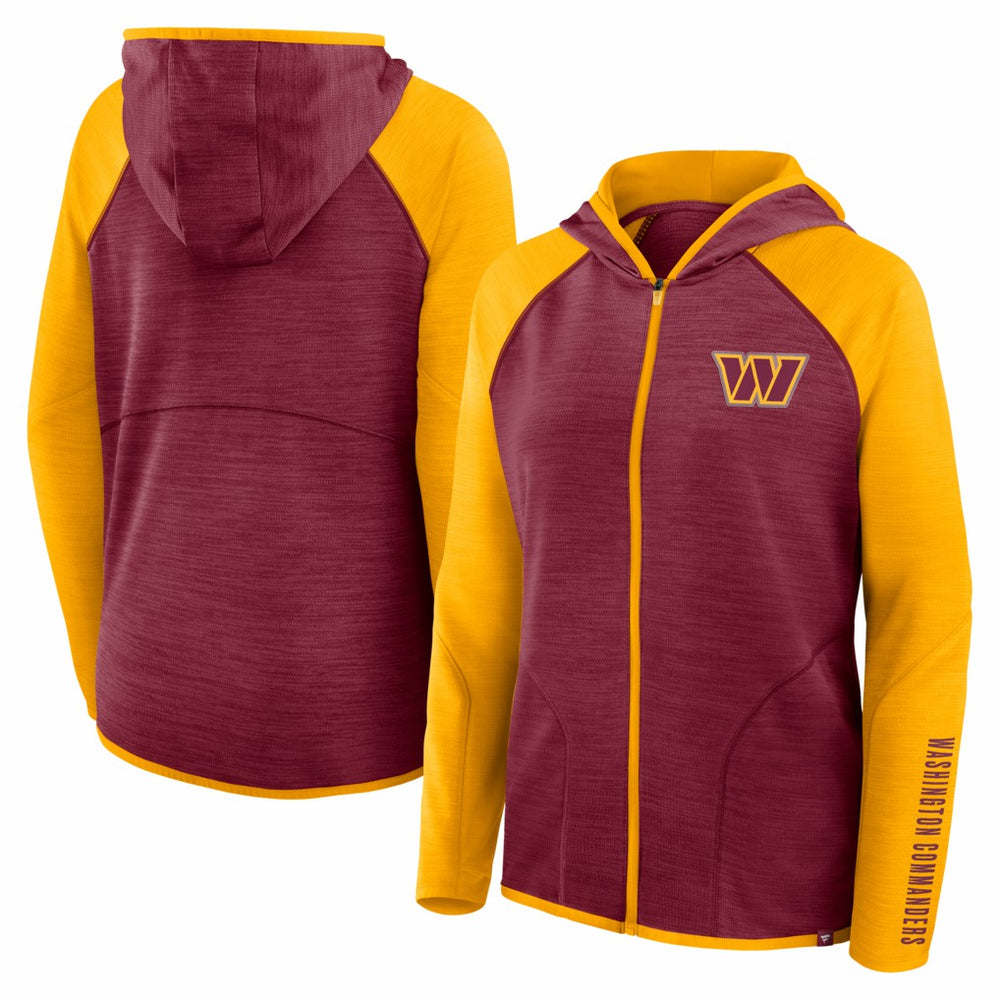 Washington Commanders Women's Redzone End Around Pass Raglan Full-Zip Hoodie - Burgundy/Gold discount