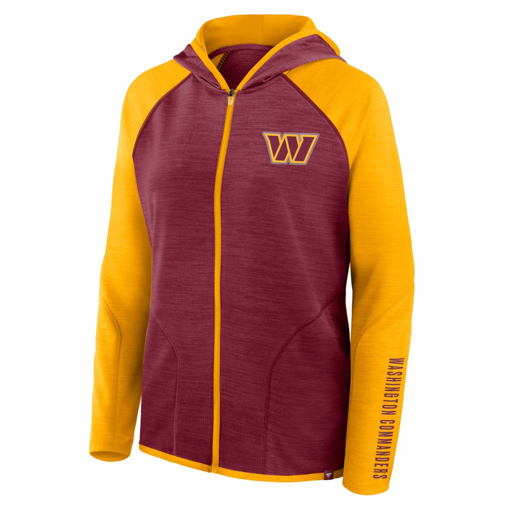 Washington Commanders Women's Redzone End Around Pass Raglan Full-Zip Hoodie - Burgundy/Gold discount