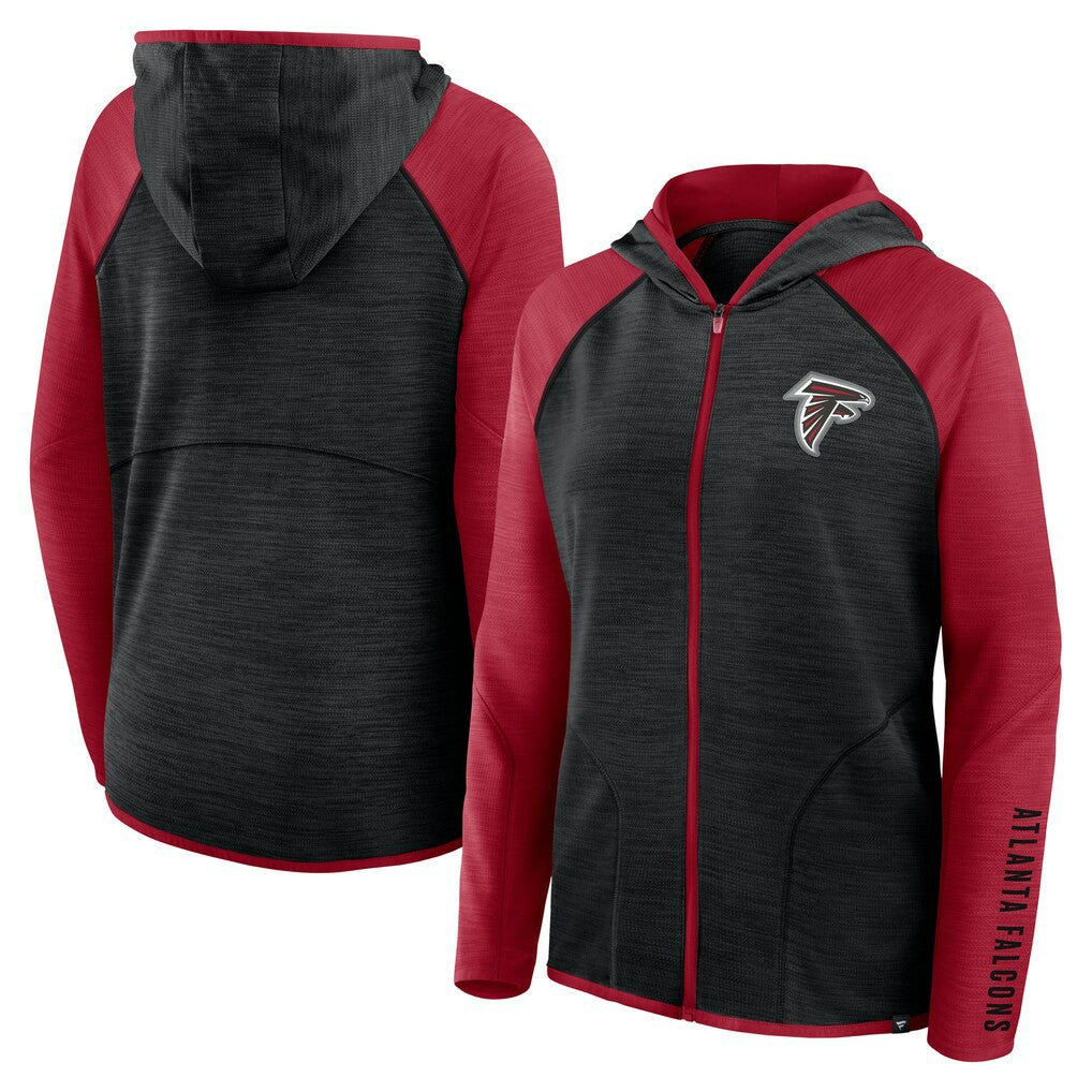 Atlanta Falcons Women's Redzone End Around Pass Raglan Full-Zip Hoodie - Black/Red online