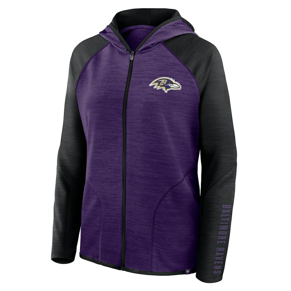 Baltimore Ravens Women's Redzone End Around Pass Raglan Full-Zip Hoodie - Purple/Black outlet