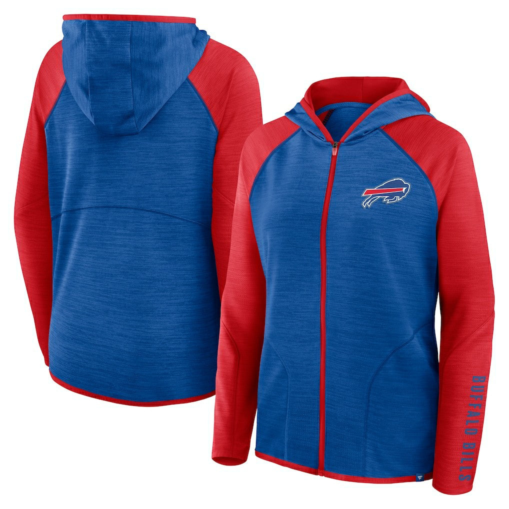 Buffalo Bills Women's Redzone End Around Pass Raglan Full-Zip Hoodie - Royal/Red discount