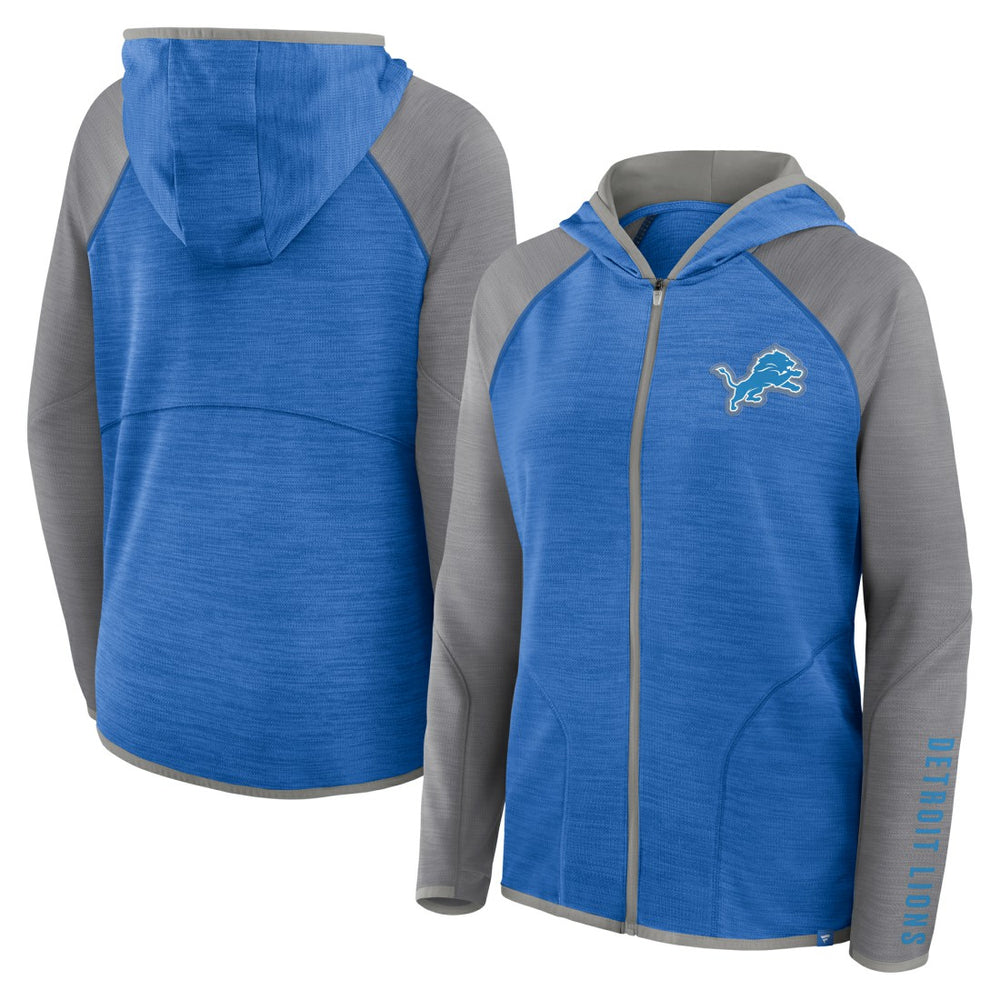 Detroit Lions Women's Redzone End Around Pass Raglan Full-Zip Hoodie - Blue/Gray discount
