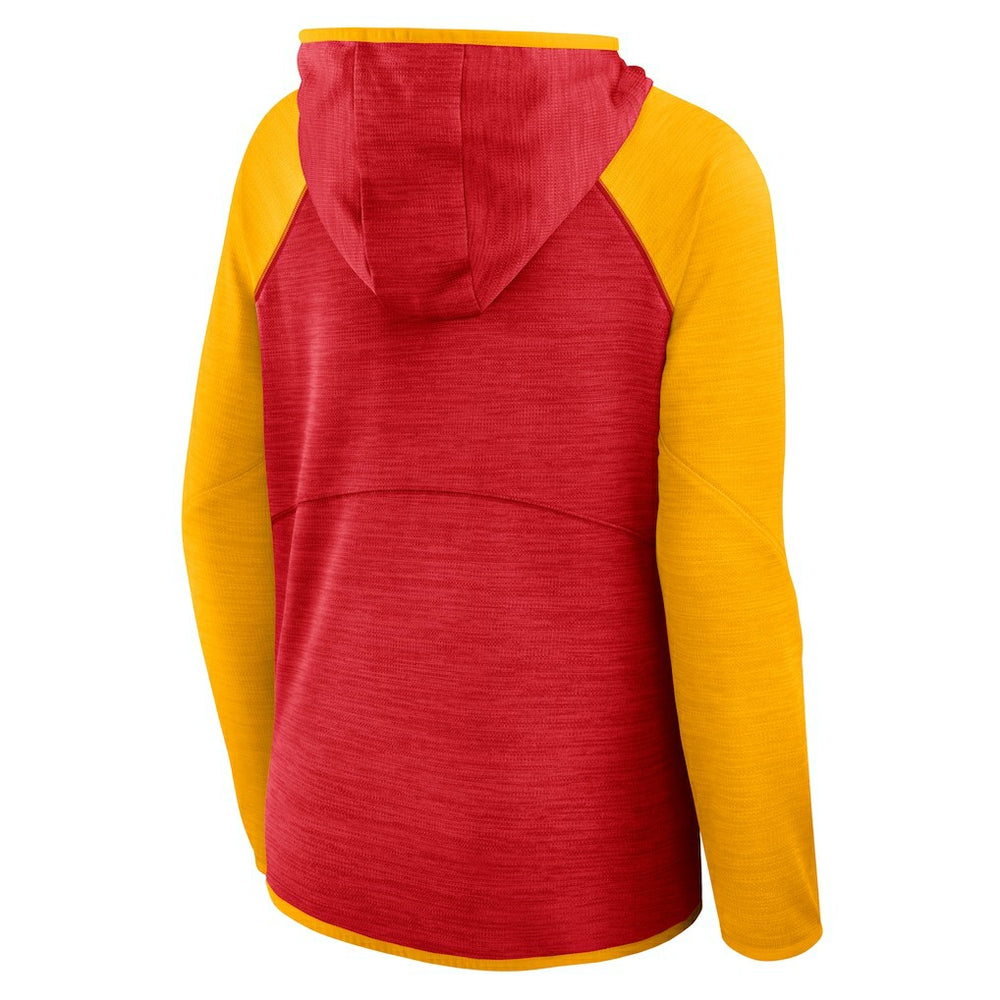 Kansas City Chiefs Women's Redzone End Around Pass Raglan Full-Zip Hoodie - Red/Gold on sale